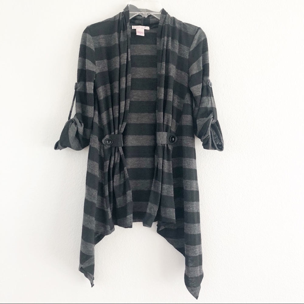 Wet Seal Black & Gray Cardigan 3/4 Sleeves Small